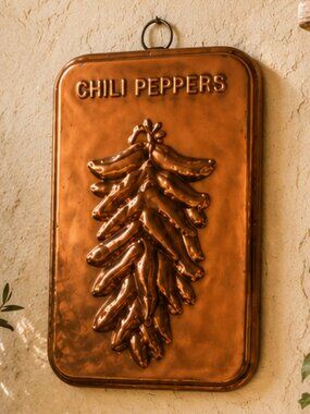 Rare Vintage Southwestern Style Copper Raised "CHILI PEPPERS" Mold